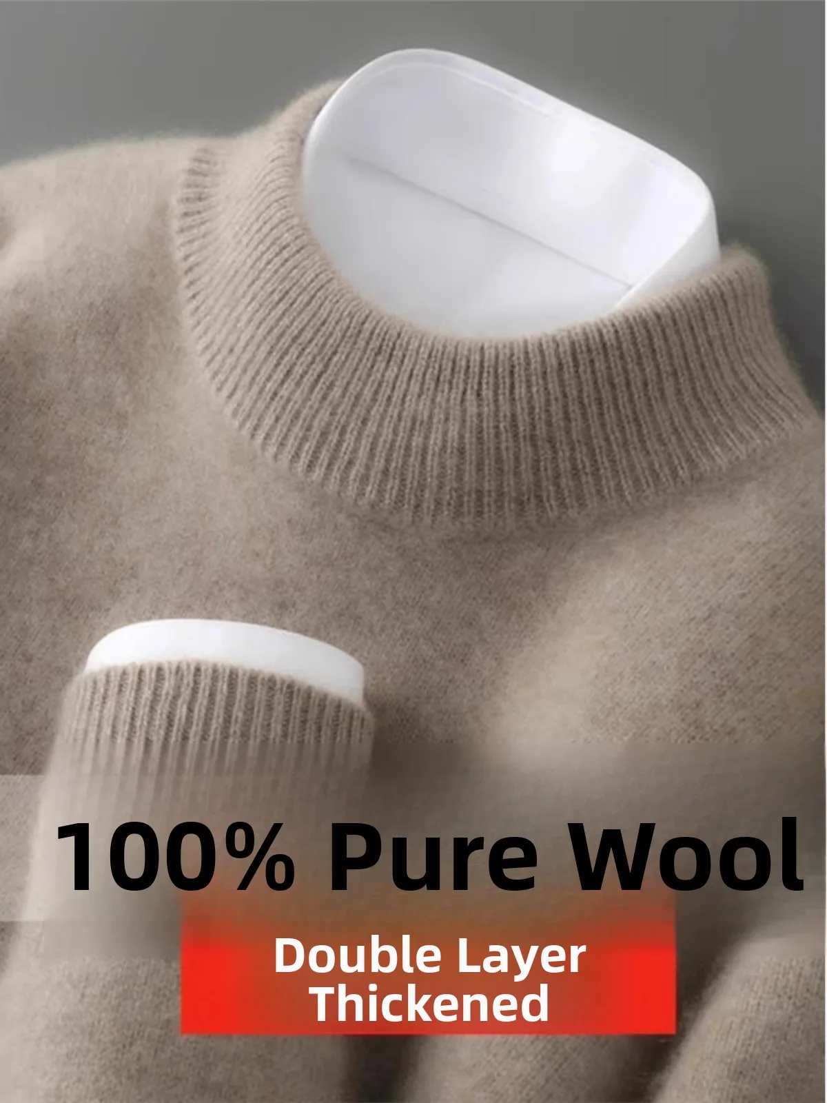 

Утепленный шерстяной вязаный свитер мужской, свободный крой, зимний, с высоким воротником, модный, повседневный, с длинным рукавом