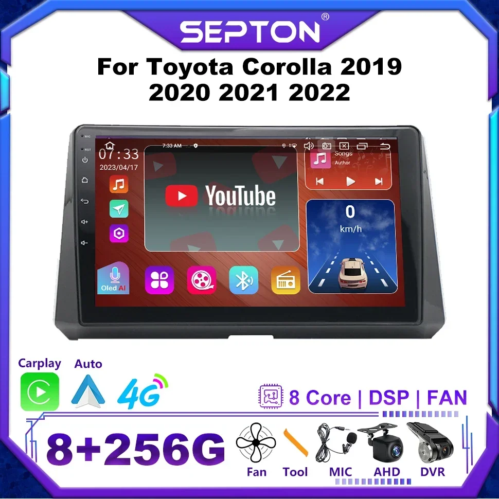 

SEPTON Android 12 Car Radio For Toyota Corolla 2019 2020 2021 2022 GPS Head Unit Car Radio Multimedia Video Player Wifi 8+128G