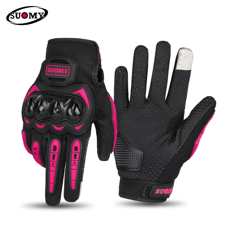 SUOMY Classic Motorcycle Full Finger Gloves SU-33 Summer Breathable Wearable Sweat Absorbent Palm Non-Slip Touch Screen Gloves