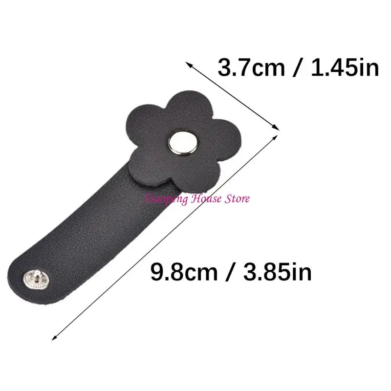Flower Pattern Wire Winder PU Leather Cable Organiser Ties For Phone Cables 77JC