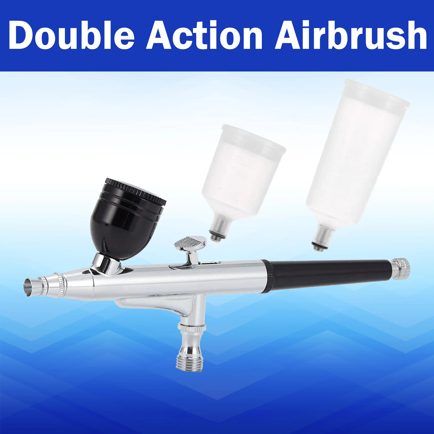 

0.3mm Airbrush Spray Gun Double Action Air Brush Gravity Feed Airbrush with Three Different Capacity Cups 7cc 20cc 40cc (Black)