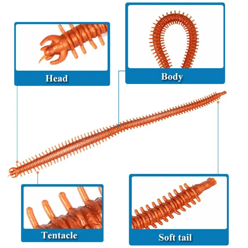 10 Pcs/bag Bionic Bait Artificial Sea Worms Soft Fishing Bait Realistic Fish Sme