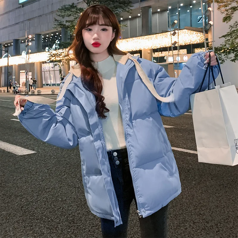 

2022 New Winter Thicken Female Warm Parka Women Casual Solid Color Loose Puffer Hooded Coat Jackets Outwear