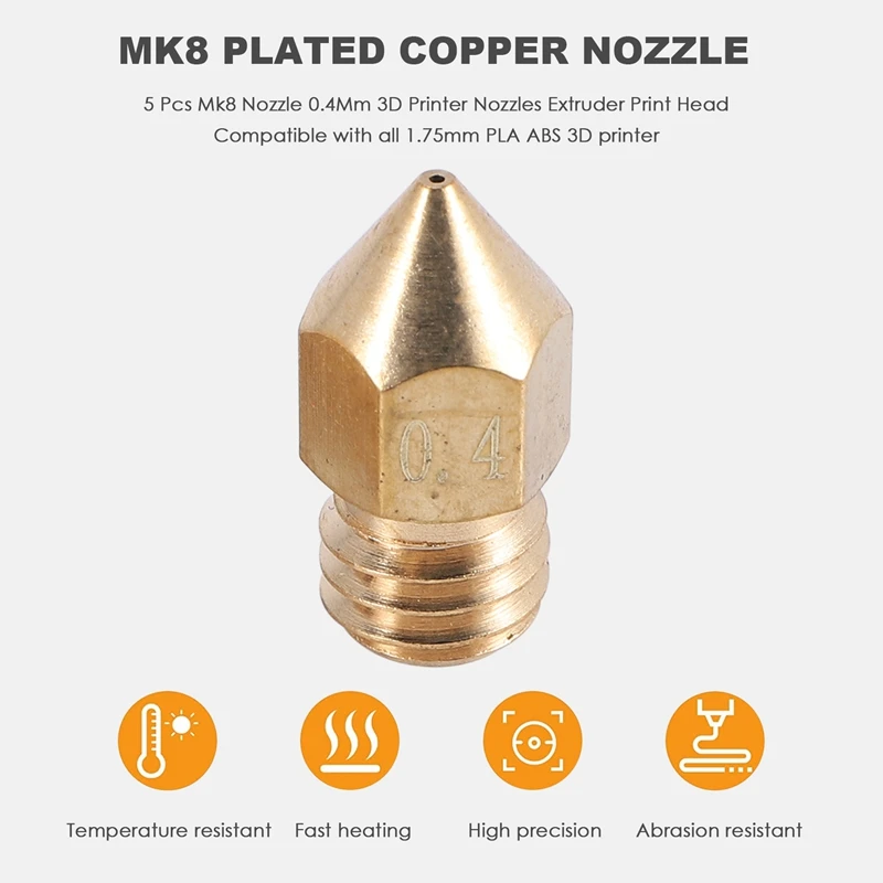 Mk8 Hot End Extruder Kit 3D Printer Assembled 1.75mm 0.4mm Nozzle Aluminum Block for 3/3 Pro