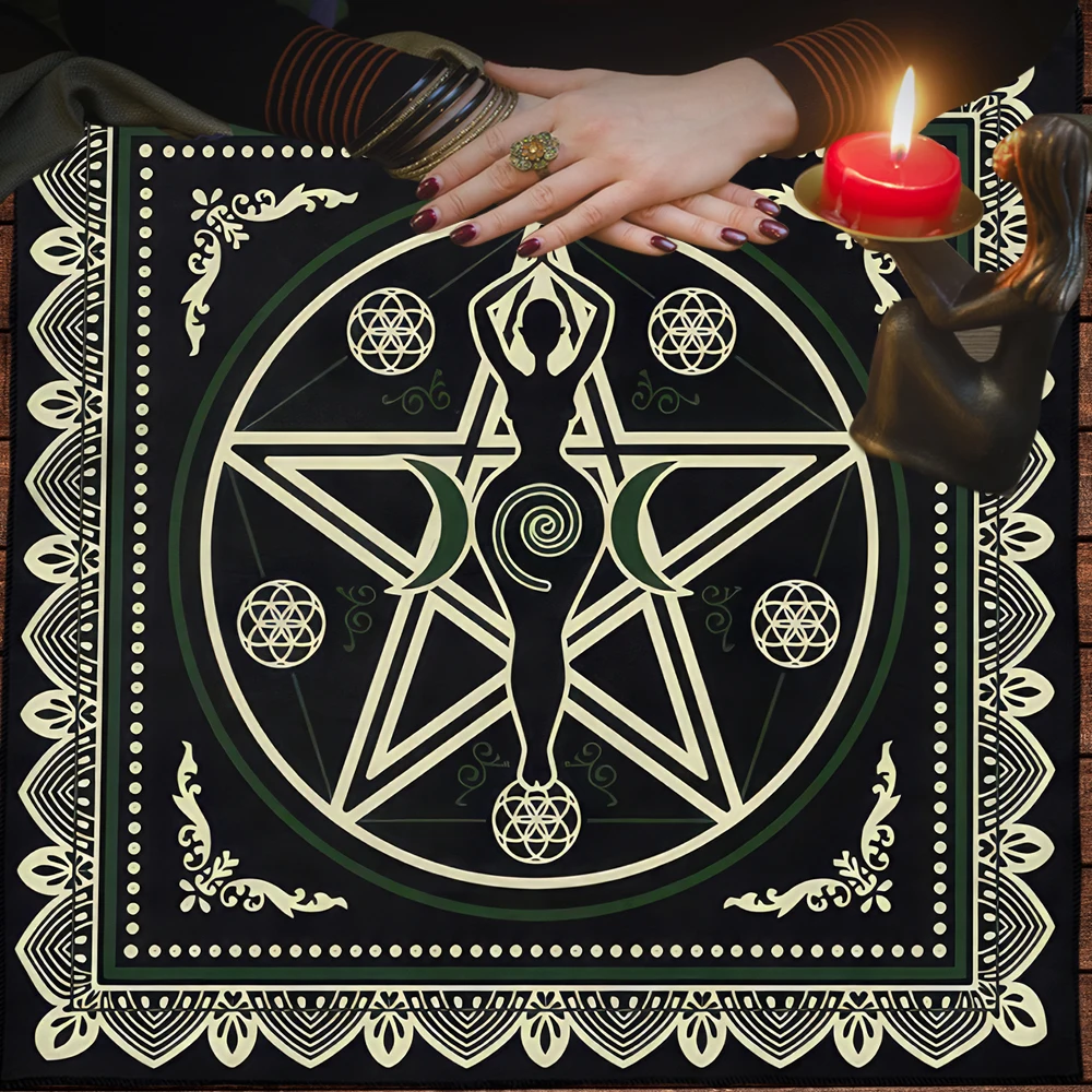 Witchcraft Goddess Altar Cloth Tarot Card Tablecloth Five-Pointed Star Design Tarot Tablecloth For Spread Tarot Reading Cover