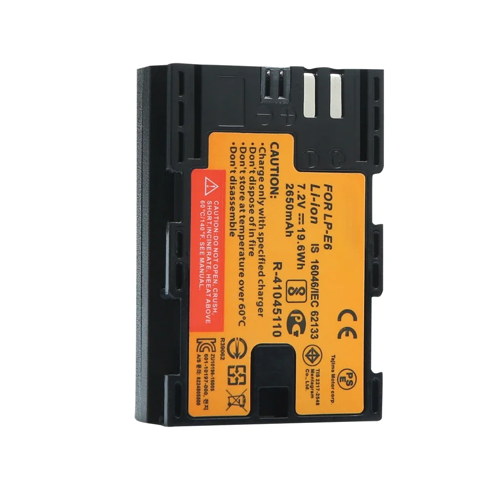 

2Pcs LP-E6 2650mAh 7.2V Digital Replacement Camera Battery for Canon EOS 5D Mark II 2 III 3 6D 7D 60D 60Da 70D 80D DSLR EOS 5DS