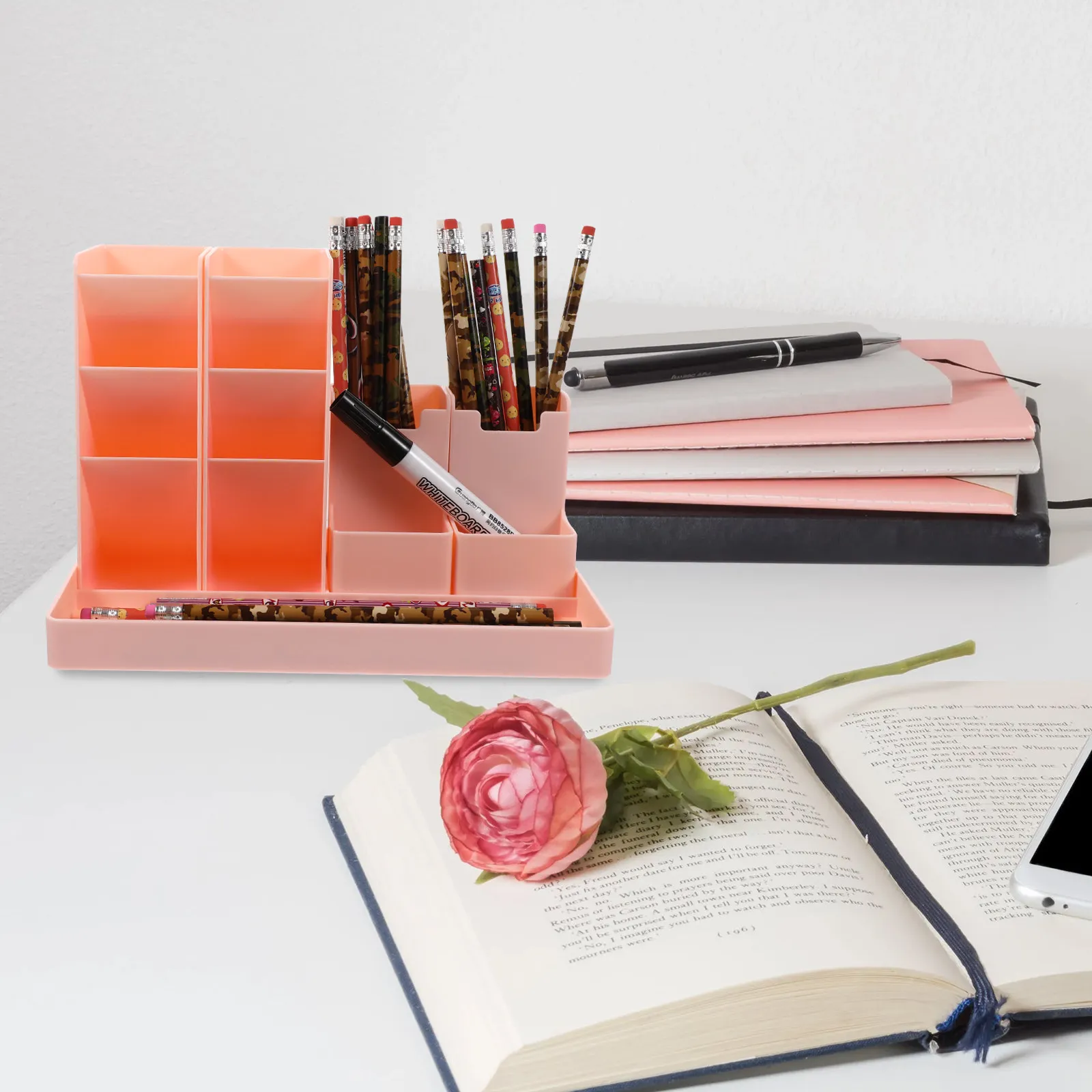 

1 шт. вертикальный контейнер для ручек из АБС-пластика, многофункциональный настольный органайзер для канцелярских принадлежностей, большой вместимости, для офиса