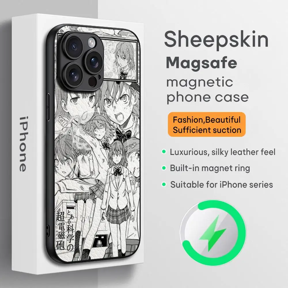 Classic Character ins Railgun Phone Case For iPhone 16 15 14 13 12 11 Plus Pro Max  High-end Luxury Magsafe Sheepskin