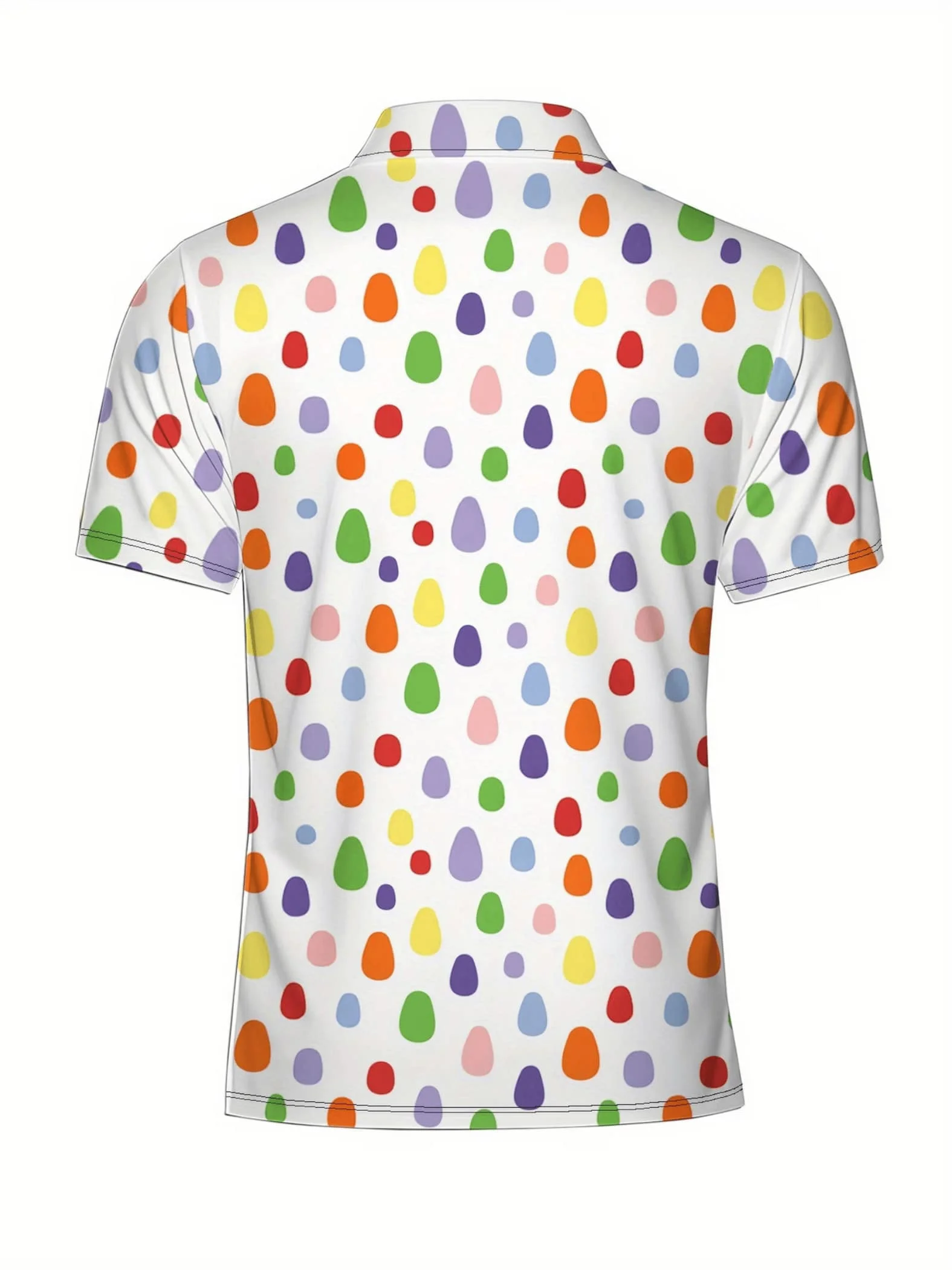 

Mens Colorful Raindrop Print Shirt 100% Polyester Breathable Casual Summer Wear