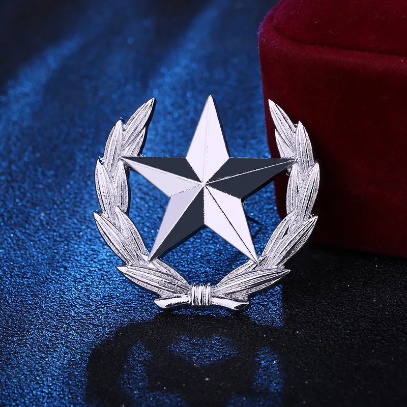 Neue Mode fünfzackigen Stern Broschen Abzeichen Metall Weizen Revers Pin männer Anzug Hemd Kragen Kleidung Zubehör – Detail 4