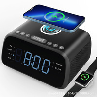 Desktop Multifunctional Wireless Charging Bluetooth Speaker Smart Bedroom Bedside Digital Dual Alarm Clock Speaker with FM Radio