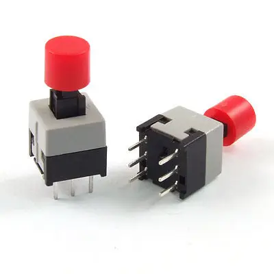 

8.5 x 8.5mm Panel PCB Momentary Push Button Tactile Tact Switch w Red Cap