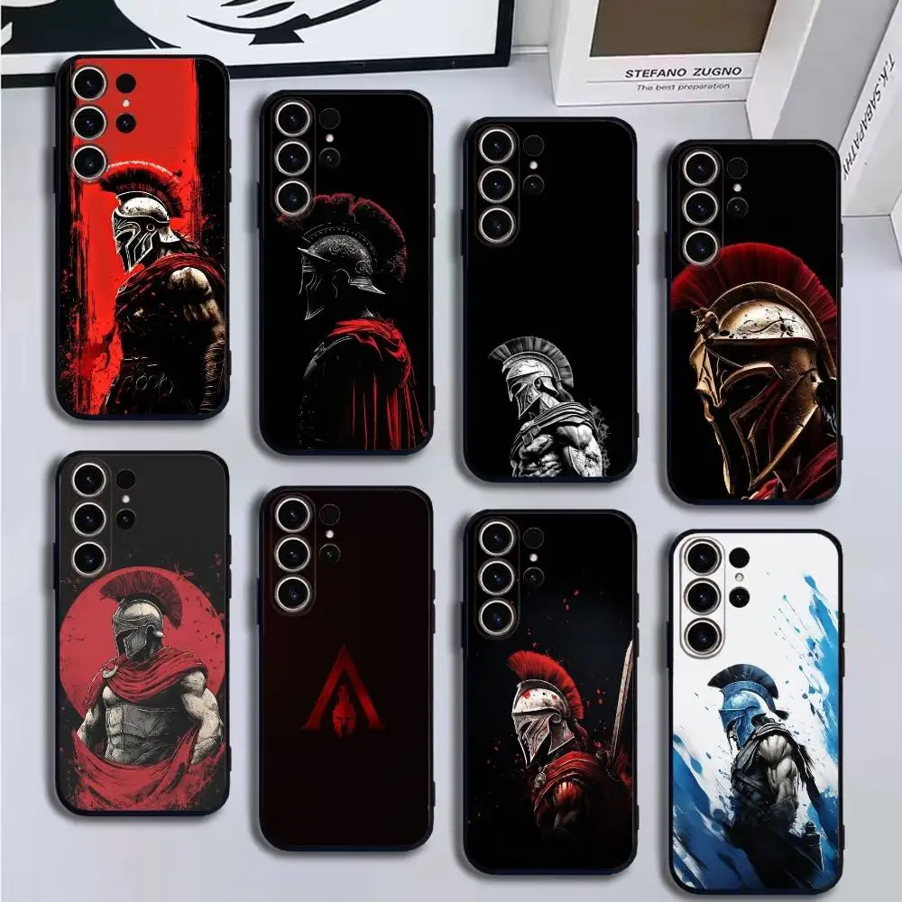 

Cool Spartan Phone Case For SamsungS25,24,21,22,23,30,Ultra,20,Plus,Fe,Lite,Note,10,9,Soft Black Cover