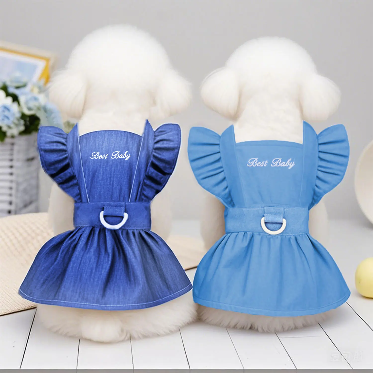 

Pet Clothing Dog Cat Spring/Summer Thin Dress Embroidered Letter Cowboy Skirt