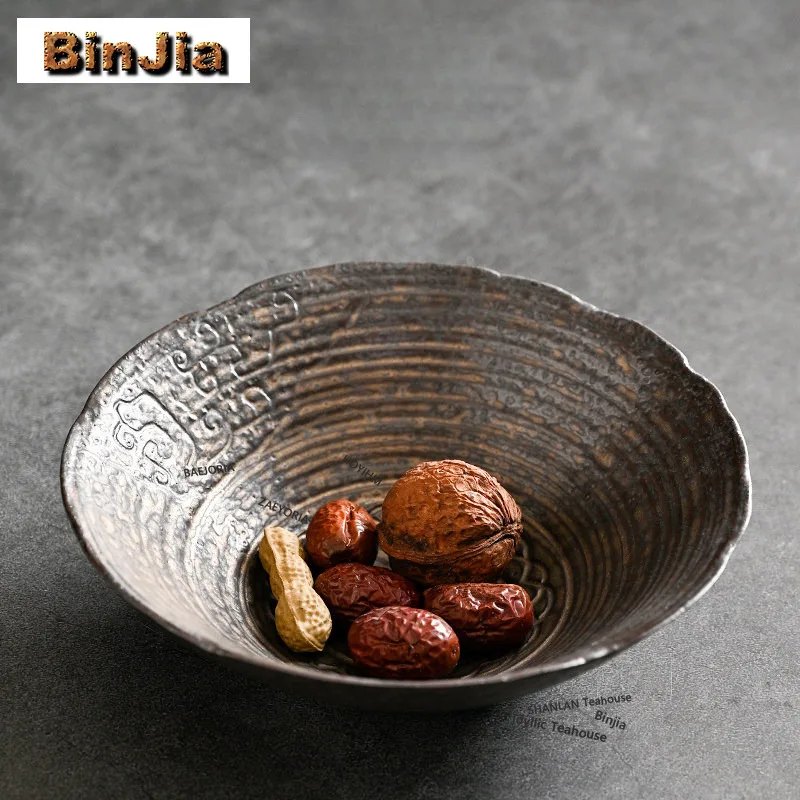BAEJORIA Gilded Iron-glazed Conical Fruit Dishes Vintage Pastry Plate Fruit Snack Plate Plates For Food Accessories Decoration