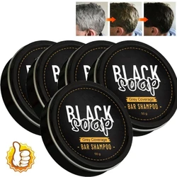 Hair Darkening Shampoo Bar Soap Anti Dandruff Deep Beautiful Black Cleansing Nourishment Hair Improve Gray White Men