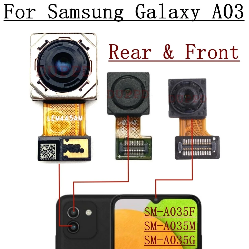 Front Rear Camera For Samsung Galaxy A03 SM-A035F A035G A035M Back Wide Depth Main Camera Module Flex Cable