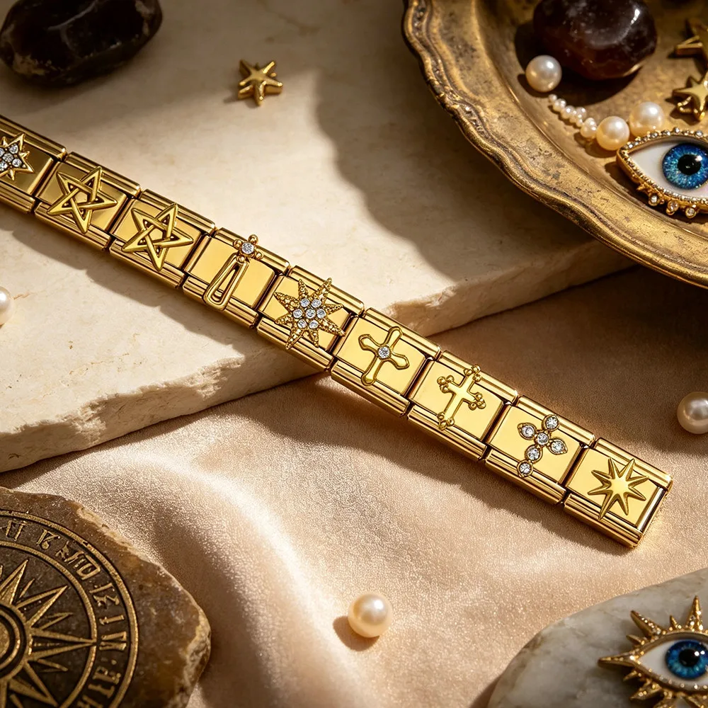 GEMOSA Fashion Bohemian Style Evil Eye Armband Perlen Goldfarben Passend für 9mm Italienischen Edelstahl DIY Charms Schmuckherstellung – Detail 2