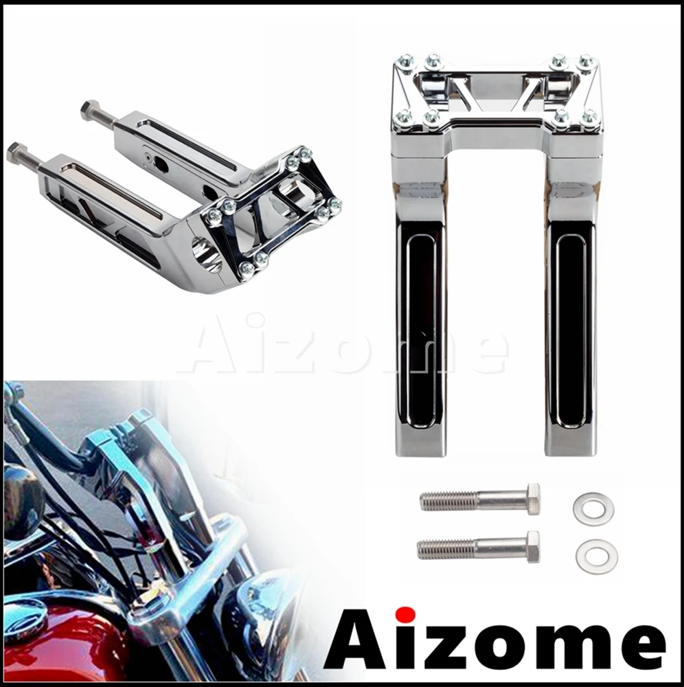 

CNC Chrome 28mm Handlebar Bars Risers Clamp For Harley Dyna Softail Sportster XL 1200 883 Street Bob Chopper Bobber 2018-2022