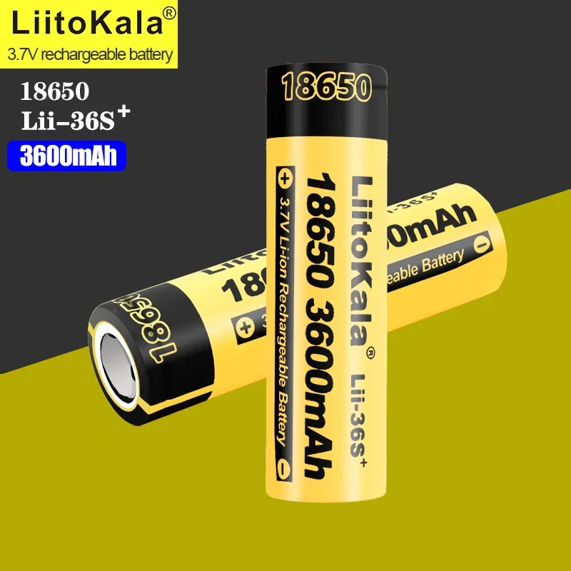 1-20PCS LiitoKala Lii-36S 18650 3.7V 10A Li-ion 3600mAh Lithium Battery For High Drain Devices.For Flashlight