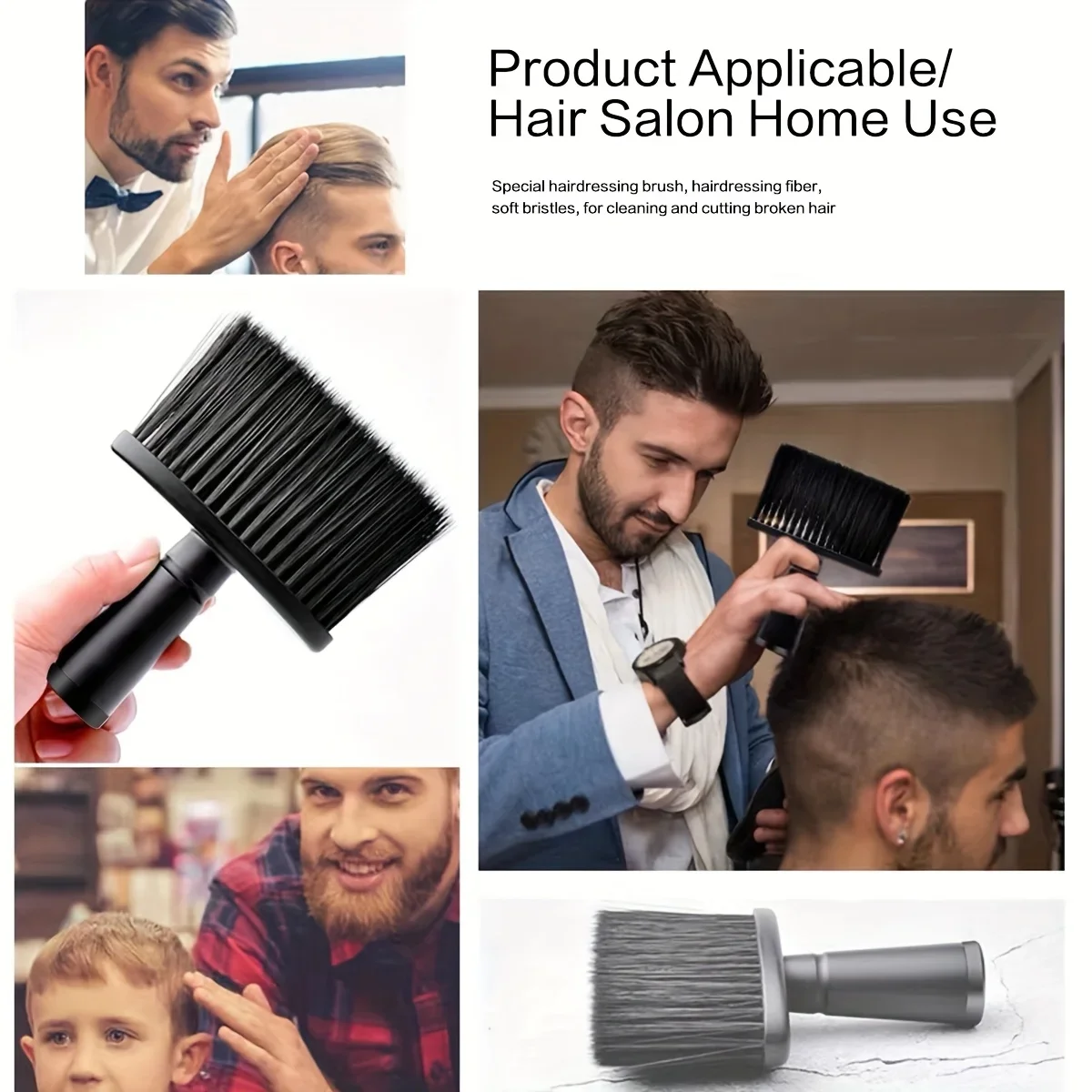 مجموعة فرش إزالة غبار الرقبة لقص الشعر الاحترافي مكونة من 5 قطع، أداة تصفيف الشعر ذات الشعيرات، مقبض ABS، مستلزمات تنظيف نوع الشعر #2