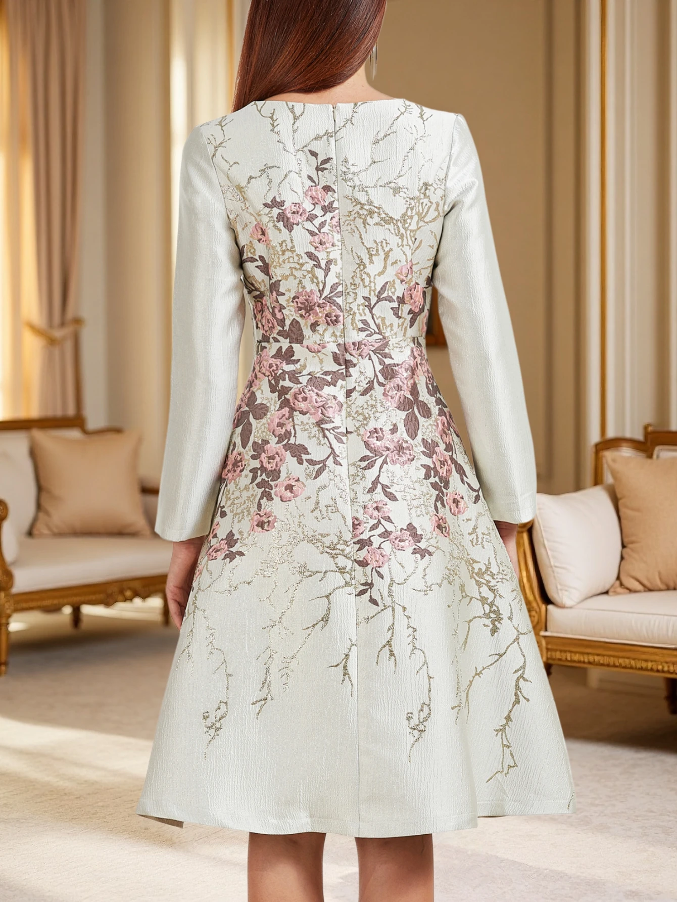 Outono/inverno novo estilo retro elegante vestido jacquard-vestidos de festa para mulheres vestidos de halloween para mulheres