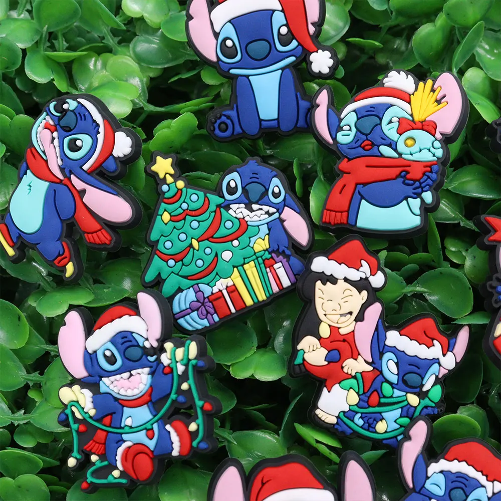 16-27Pcs Lilo & Stitch Blue Alien Shoe Charms fai da te ragazzi ragazze PVC Disney Christmas Garden Shoes Button Fit bracciale decorazioni