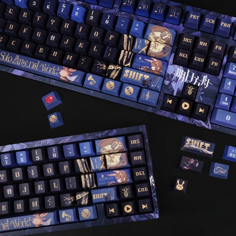

Набор колпачков для клавиш с тематикой персонажей аниме, индивидуальный колпачок для клавиатуры с сублимационной вишневым профилем из ПБТ для аксессуаров для механической клавиатуры
