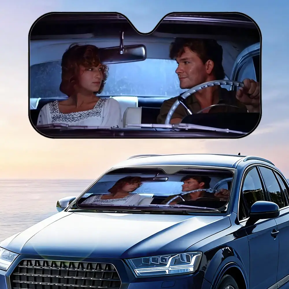 D-Dirty Dancing Movie Sun Visor Reusable Aluminum Foil Car Sunshade UV Protection Heat Insulation Windshield Cover