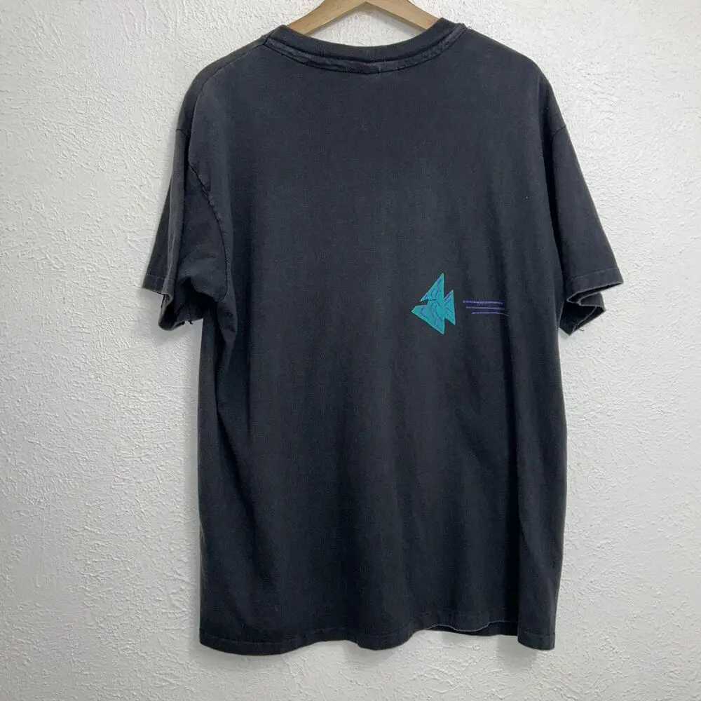 Vintage Triangle Fish Art Tee Black T-Shirt 90s USA Made Size XL