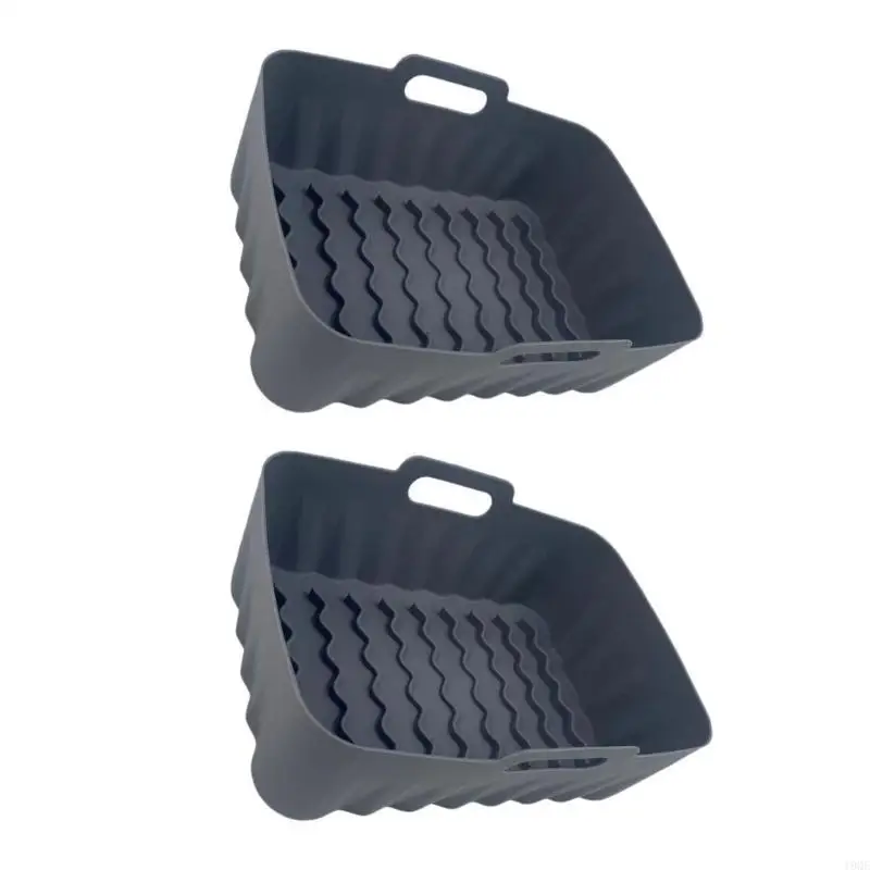 19Qe Air Fryer Pot ถาดบาร์บีคิวแผ่นรองอบเตาอบอบซิลิโคนปั้นหม้อที่นำมาใช้ซ้ำได้ 2x