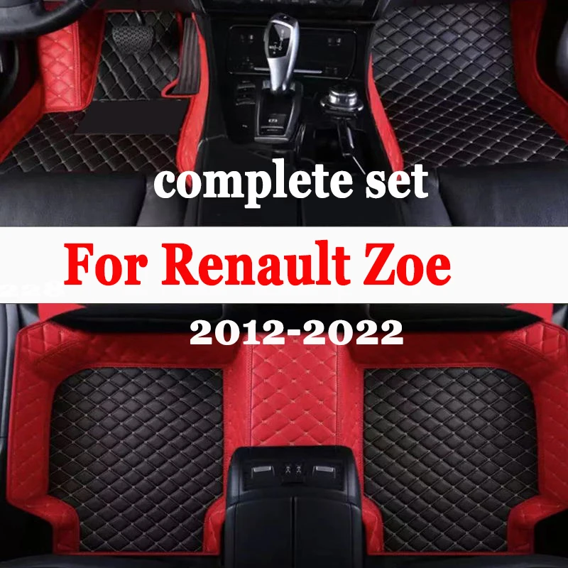 Leather Car Floor Mats For Renault Zoe E-Tech Electric 2012~2022 5seat Anti-dirt Car Carpet Floor Mat Car Accessories Interior