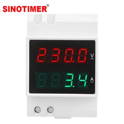 35mm Din Rail Single Phase Ammeter Voltage Meter Measuring AC 80-500V Modular Voltmeter Gauge Current Indicator Volt Amp Monitor