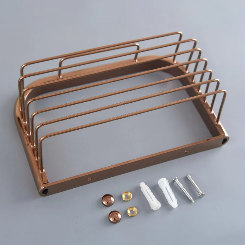 Polished Rose Gold Color Brass Wall Mounted Bathroom Shower Basket Soap Sponge Shower Storage Basket Shelf Shampoo Holder azh124