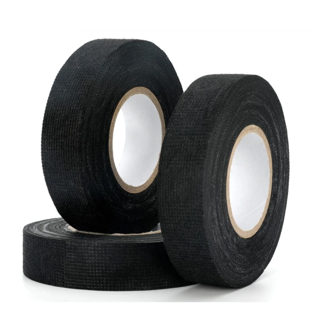 19mm 25mm Black Noise Reduction Adehsive Tape Electrical Maintenance Auto Car Wiring Harness Strapping Fabric Flannel Cloth Tape