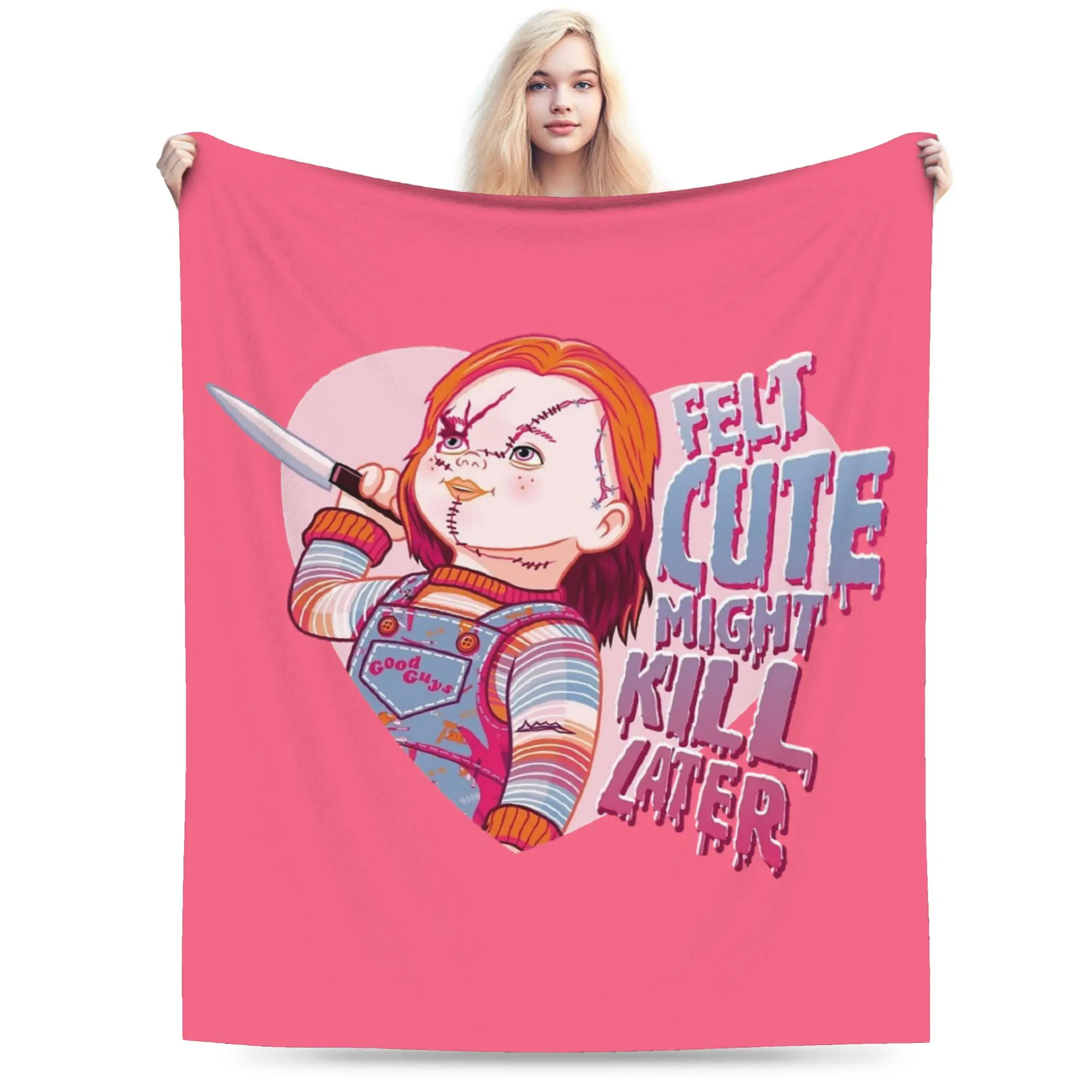 Chuckys Eat Felt Cute Might Kill Later Blanket Flannel Spring/Autumn Halloween Soft Throw Blanket for Home Travel Bedding Throws