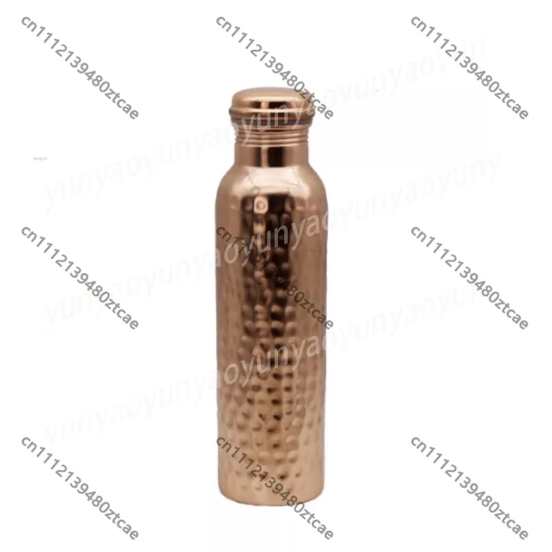Handmade Pure Copper Water Bottle, Traditional Metal Canteen, Portable Drink Vessel for Yoga & Outdoor Sports