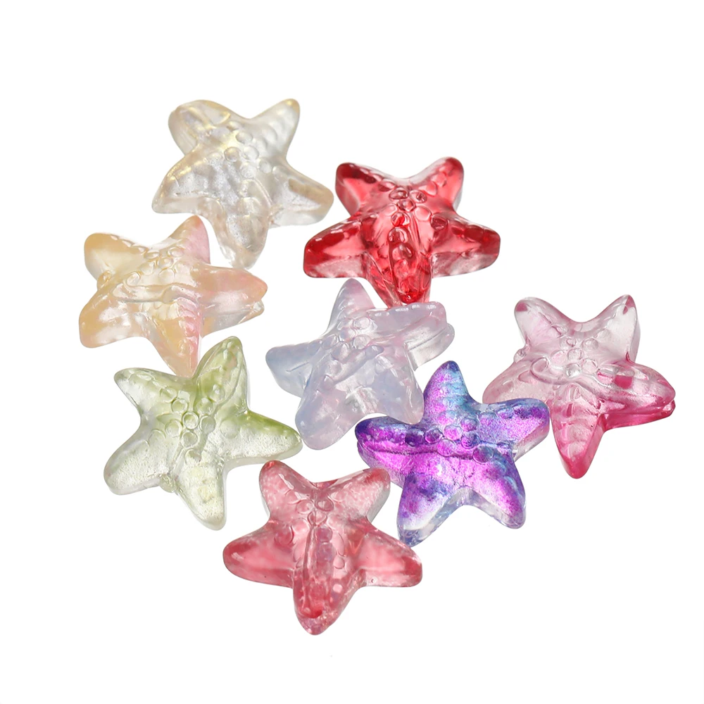 10pcs Colorful Glass Starfish Beads Star Czech Glass Loose Spacer Beads For DIY Bracelet Phone Chain Jewelry Making Accessories