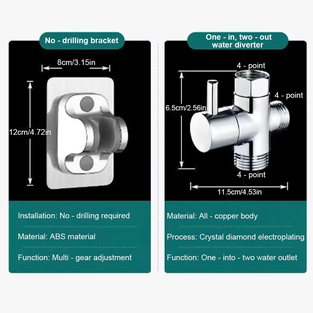 

Stainless Steel Bidet Hand Shower with 2 Way Diverter & Hose Hand Shower Holder Wash Bidet Faucet Spray for Bidet Toilet Shower