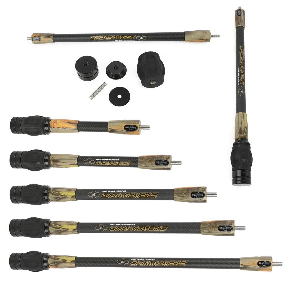 

Archery Bow Stabilizer 3K Carbon Fibre Rod Stainless Steel Counterweight Bow Arrow Hunting Shooting Target Damper Shock Absorber
