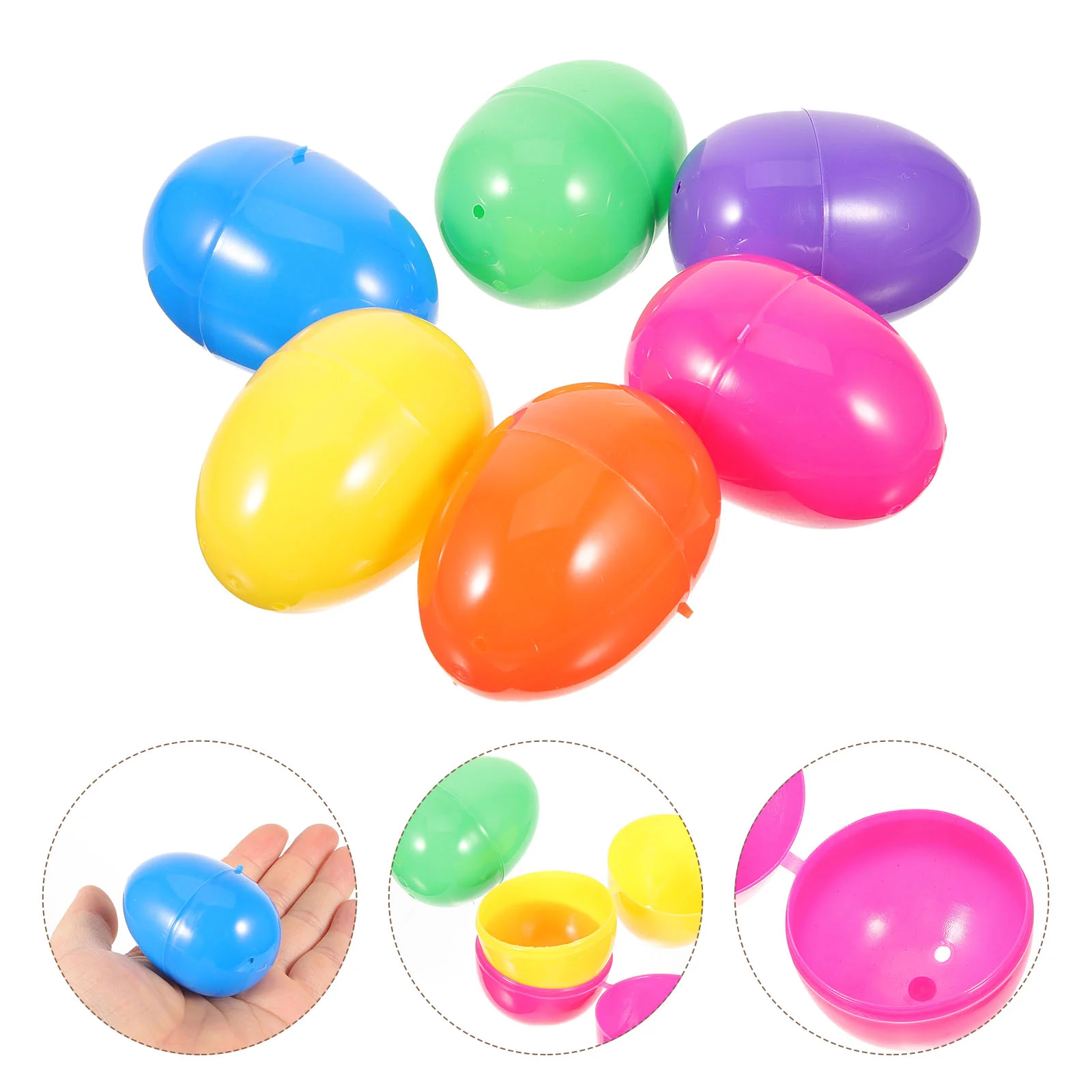 

50pcs Fillable Plastic Easter Eggs Colorful Candy Gift Boxes Decorative Shaped Toy Wrapping For Kids Party Supplies
