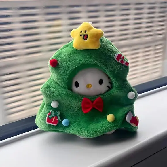 Kerstboom Headset Kitty Sleutelhanger Rugzak Decor Hangende Pluche Pop Schattig Ornament Anime Cartnoon Figuur Kitty Pop Speelgoed Cadeau