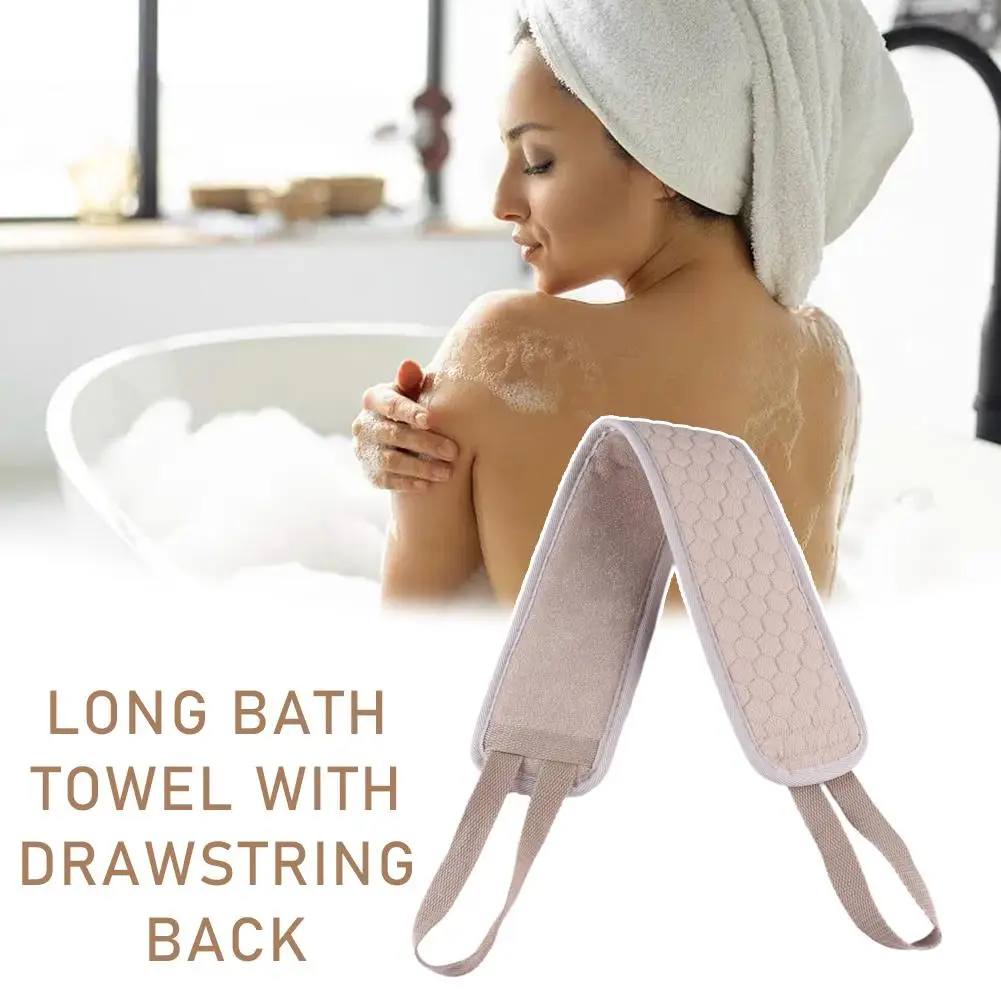 

Long Bath Towel With Drawstring Back Strip Bath Towel Shower Back Tool Brush Powerful Massage Rubbing Cleaning Scrubber Bod C1G9