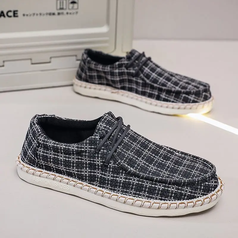 2026 Summer Men Casual Shoes Canvas Fisherman Loafers Slip on Lazy Moccasins Breathable Comfort Soft Sole Male Footwear