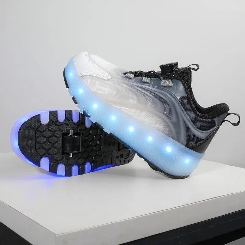 2025 Rampage Shoes Dziecięce oświetlone wrotki Studenci Cztery koła Outdoor Zdejmowane sportowe Morphing Parkour