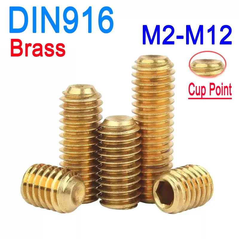 M2 M2.5 M3 M4 M5 M6 M8 M10 M12 DIN916 النحاس عرافة مجموعة مقابس المسمار كأس نقطة نكش مسامير الربط أقل ألين نكش الترباس #2