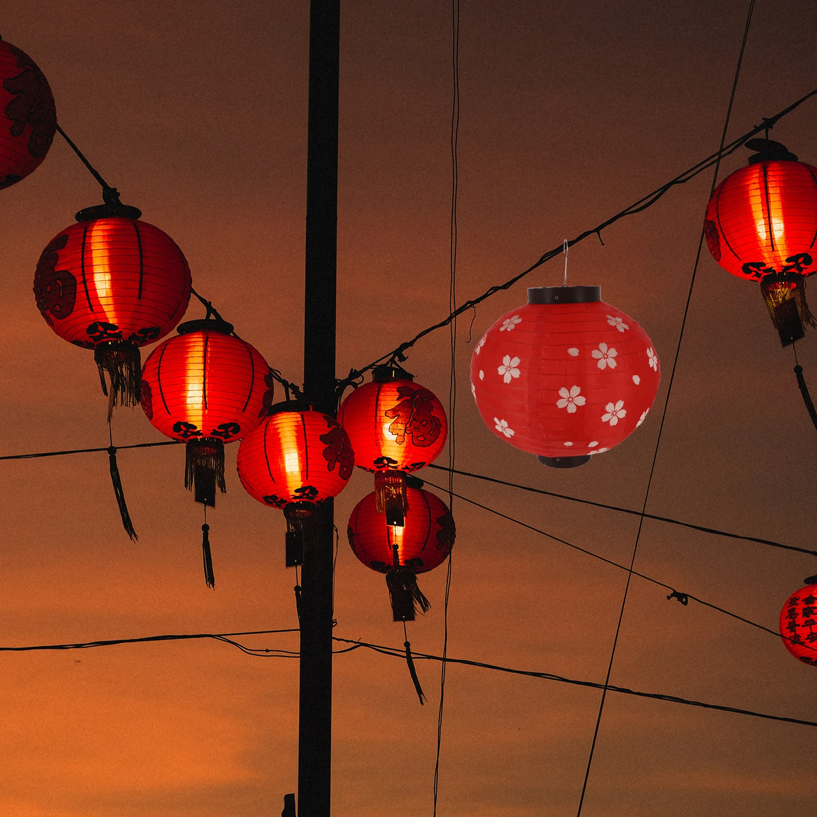 

1pc Hefeng Fabric Lampshade Red Hanging Silk Cloth Japanese Style Indoor Outdoor Decorative Ornaments For Restaurant Home Party