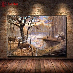 Full Square Diamond Painting Wildlife Animal Forest Deer Mosaic Picture Of Rhinestones Diamond Embroidery Sale Home Decor