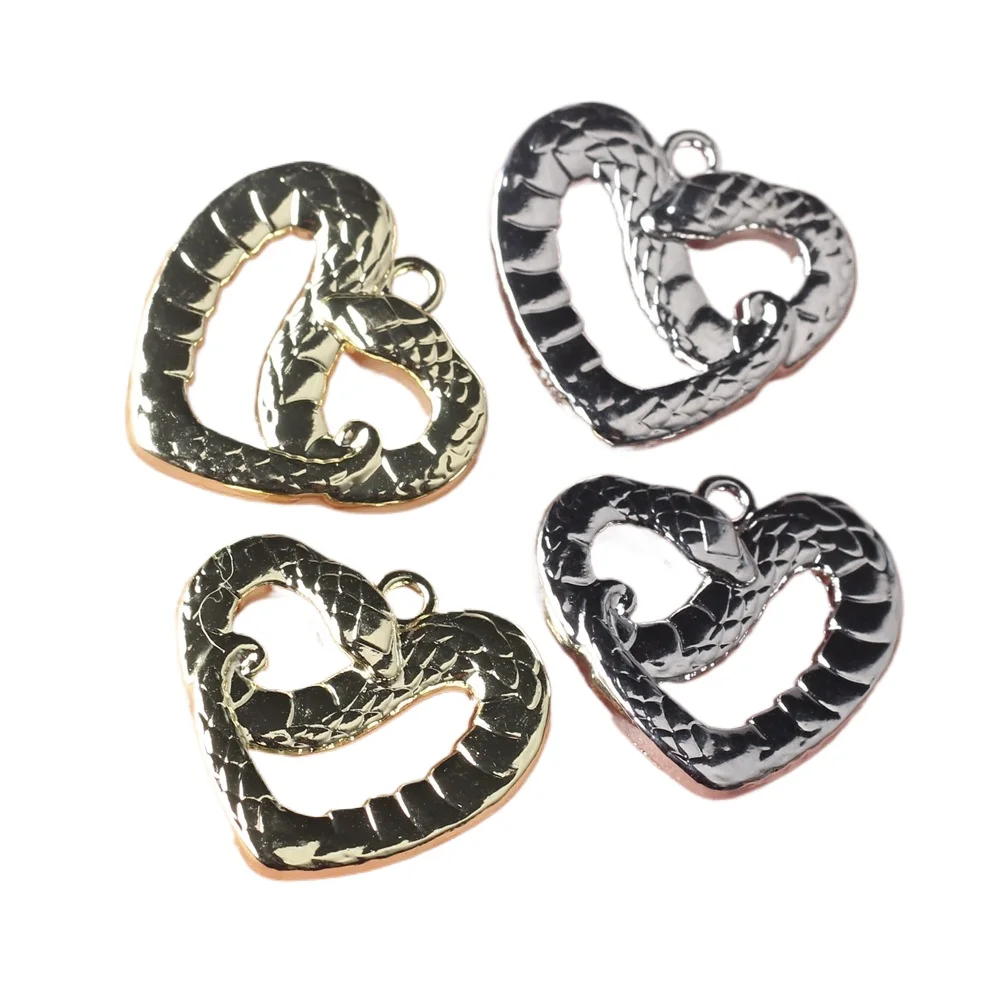 10pcs/lot 16*19MM Zinc Alloy Serpentine Heart Pendant Charms for Necklace Bracelet Jewelry Marking Diy Accessories