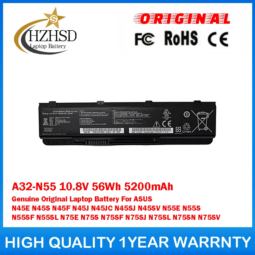 A32-N55 10.8V 56Wh 5200mAh Genuine Original Laptop Battery For ASUS N45E N45S N45F N45J N45JC N45SJ N45SV N55E N75SN N55SF N55SL